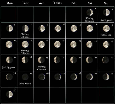 2022 Moon calendar