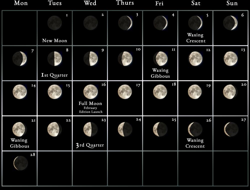 February 2022 moon calendar and full lunar cycle
