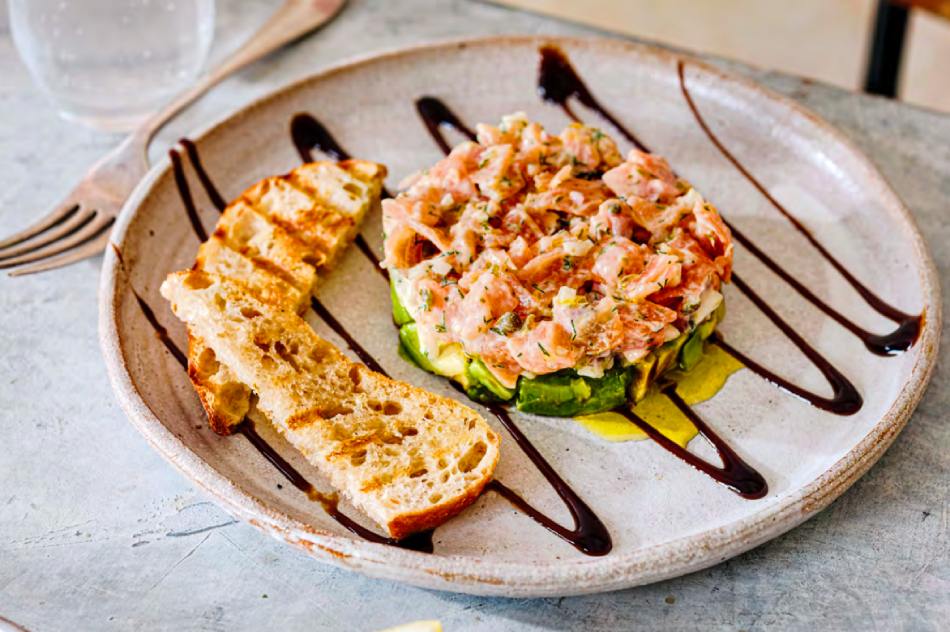 Gino D'Acampo's Salmon and avocado tartare recipe with balsamic glaze and dill