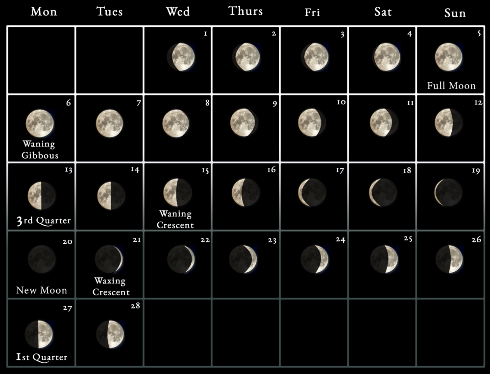2023 Moon Calendar - every phase and stage of the moon