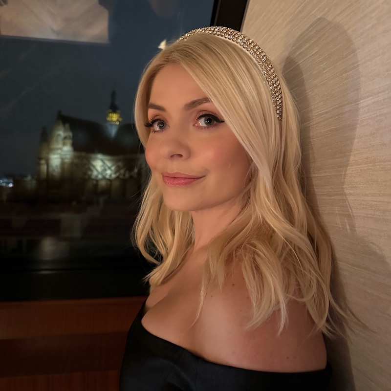 Holly Willoughby wearing a glitter headband in Paris