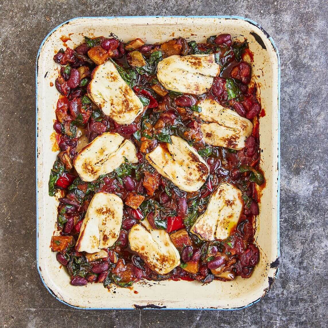 A spicy halloumi bake that’s moreish and nourishing