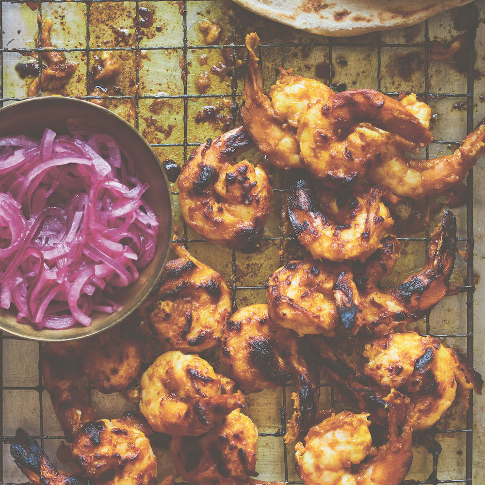 Mouth-wateringly good marinated king prawns with ginger and spice
