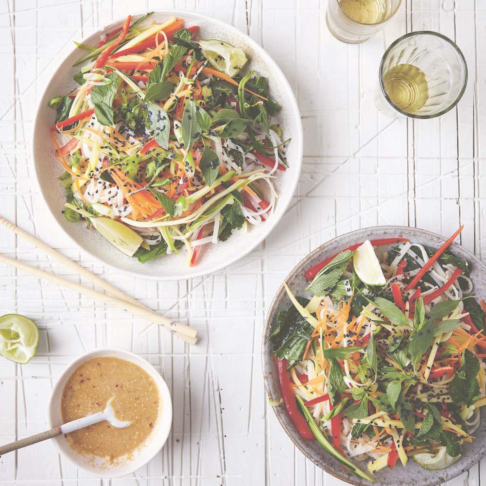 Spicy thai noodles with creamy peanut dressing