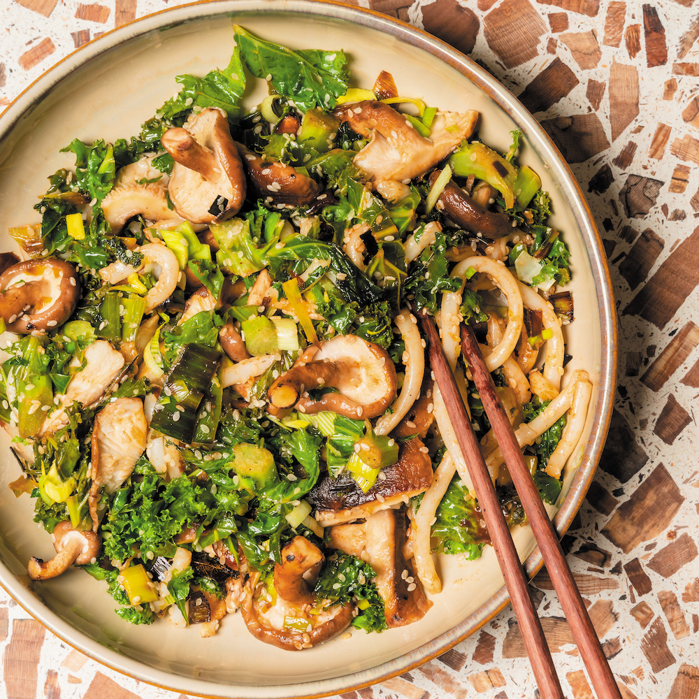 Shiitake mushroom and seaweed stir-fry