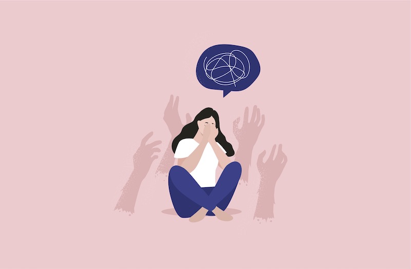 Illustration of woman struggling with mental health