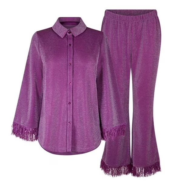 Chelsea Peers luxury silk pyjamas in purple